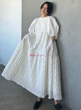 原厂D推荐！松本惠奈C1ane 露背立体泡泡袖长款连衣裙 16112-5012