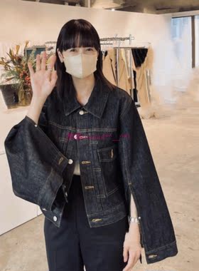 气质款开叉复古设计长袖牛仔外套