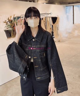 独+纯圆！气质通勤~松本惠奈C1ane 开叉复古设计长袖时尚牛仔外套