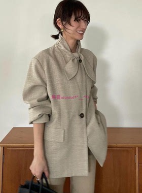 原厂现货！松本惠奈C1ane 蝴蝶结领 复古休闲西装外套 12103-0392