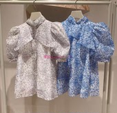 蝴蝶结系带雪纺衬衫 23年新色 甜美泡泡袖 纯圆S家 独