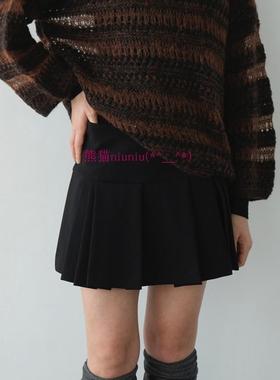 原厂追加！松本惠奈C1ane 侧拉链纯色高腰百褶迷你短裙17109-6072