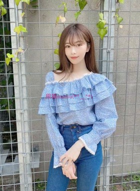 原厂追加单！Verybra1n 甜美风蕾丝荷叶花边领拼接碎花衬衫VB-150