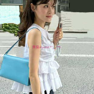 上衣B50 原厂追加 纯色气质宽松荷叶边褶皱衬衫 B家 TS109 现货发