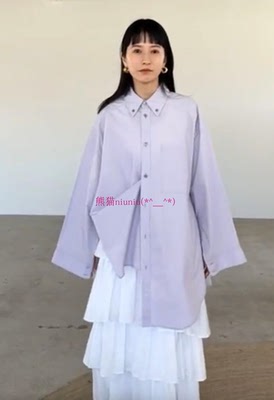 宽松气质口袋翻领长袖纯棉衬衫