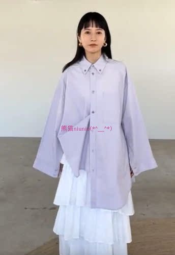 宽松气质口袋翻领长袖纯棉衬衫