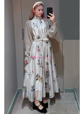 甜美温柔！26年新版型~纯元S家 针织开衫+无袖挂脖印花连衣裙套装