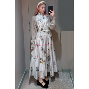 甜美温柔！26年新版型~纯元S家 针织开衫+无袖挂脖印花连衣裙套装