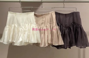 各种好搭配 甜美风 纯圆S家 高腰百褶拼接半身短裙裤