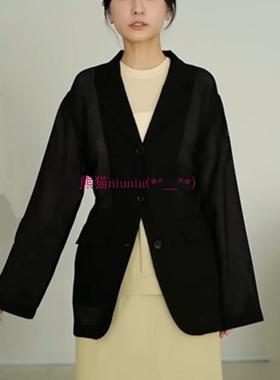 原厂出！松本惠奈C1ane 系带收腰透视网格翻领西装外套17122-4202