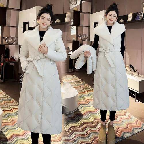 特大码可拆xie卸袖时尚舒适保暖收腰显瘦气质长款棉服棉袄外套
