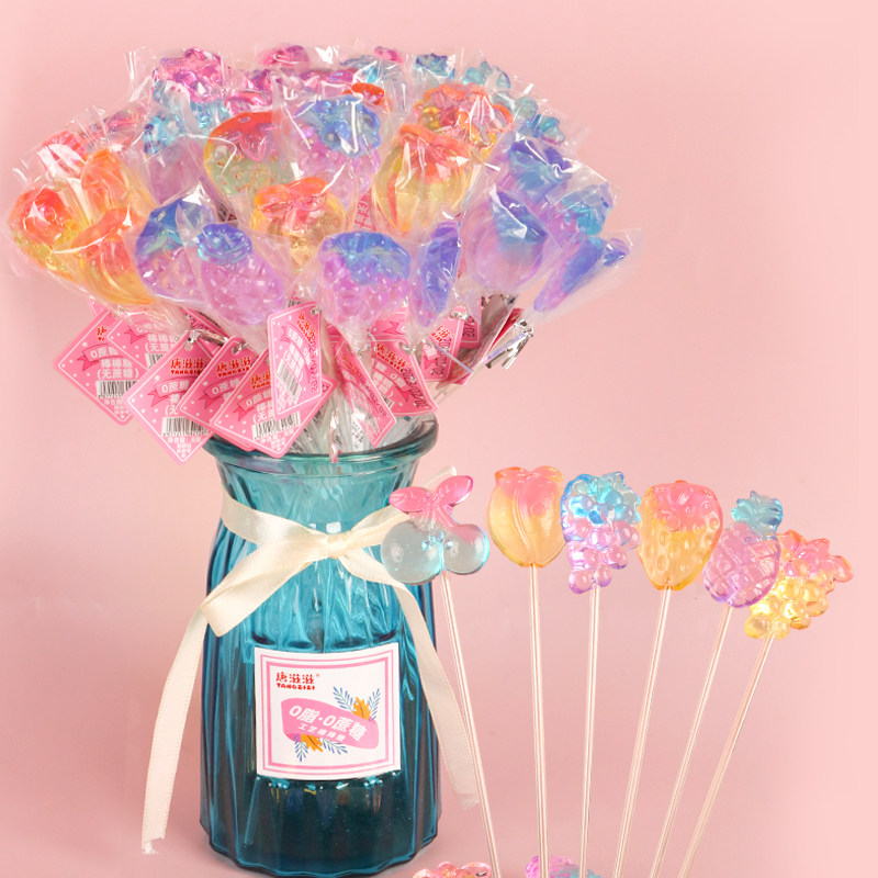 女神节长杆水晶无蔗糖棒棒糖好看动人的高颜值卡通动物情人节礼物