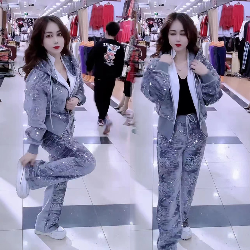 高腰休闲裤韩版加厚套装