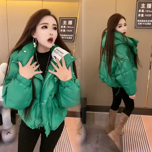 羽绒棉服女短款2025冬季爆款彩色棉衣连帽面包服洋气小个子棉袄潮