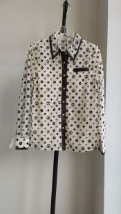 秋装 亏清 新款 撞色包边植绒老花长袖 女 依Xun正品 网纱衬衫 断码