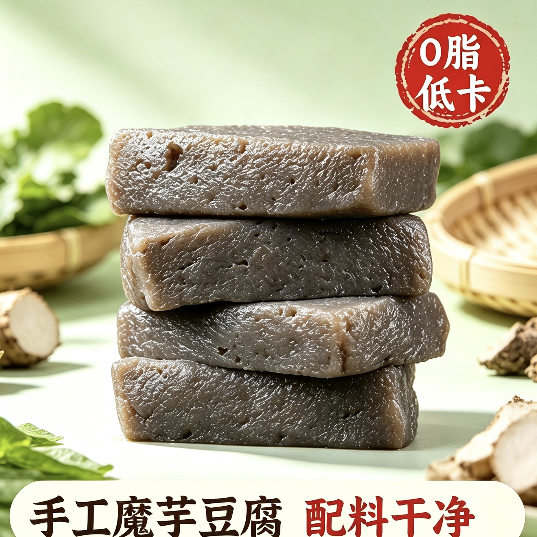 湖北特产 手工魔芋豆腐食材碱水魔芋 含40%碱水魔芋豆腐蔬菜火锅