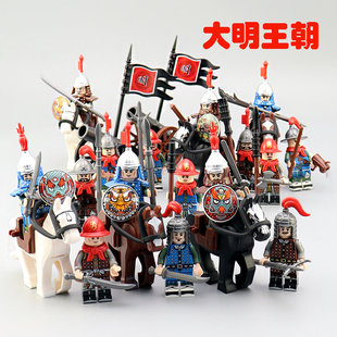 古代士兵人仔古风拼装积木明朝对战秦朝清兵楚汉之争男孩益智玩具