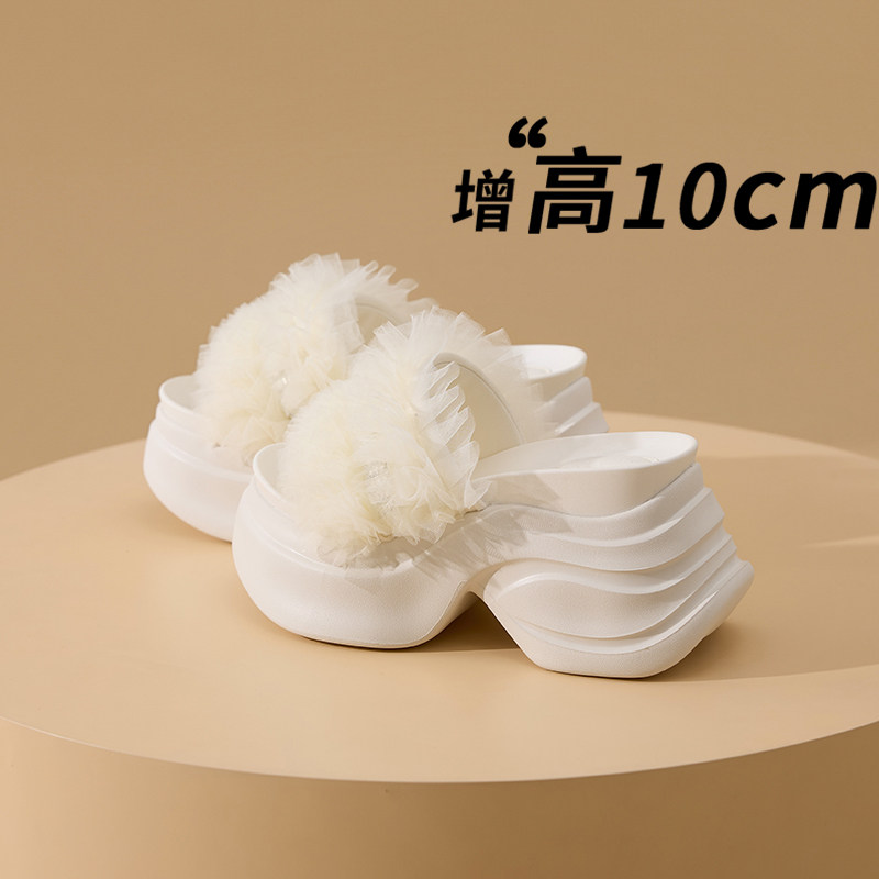 绝美仙女风配裙子10cm坡跟凉拖鞋图片
