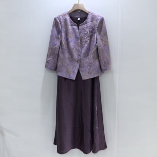 国风提花七分袖 娟慕青华JM26A 时尚 2026女款 西服两件套裙 T320春装