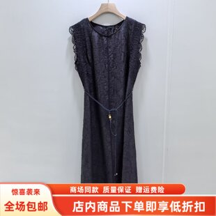 26CNM-2100夏装2026女款时尚遮肚蕾丝拼接提花无袖长款气质连衣裙