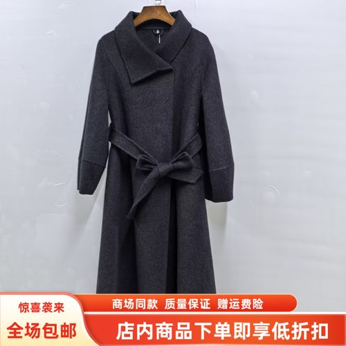 荔CSM5321冬装2025女新款时尚韩版系带双面羊毛大衣长款气质外套