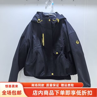 艾HK25DT517冬装 休闲连帽拼接冲锋衣加绒假两件短外套 2025女新款