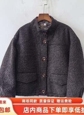 Z93162冬装2025女新款时尚百搭宽松立领粗花呢短外套减龄休闲上衣