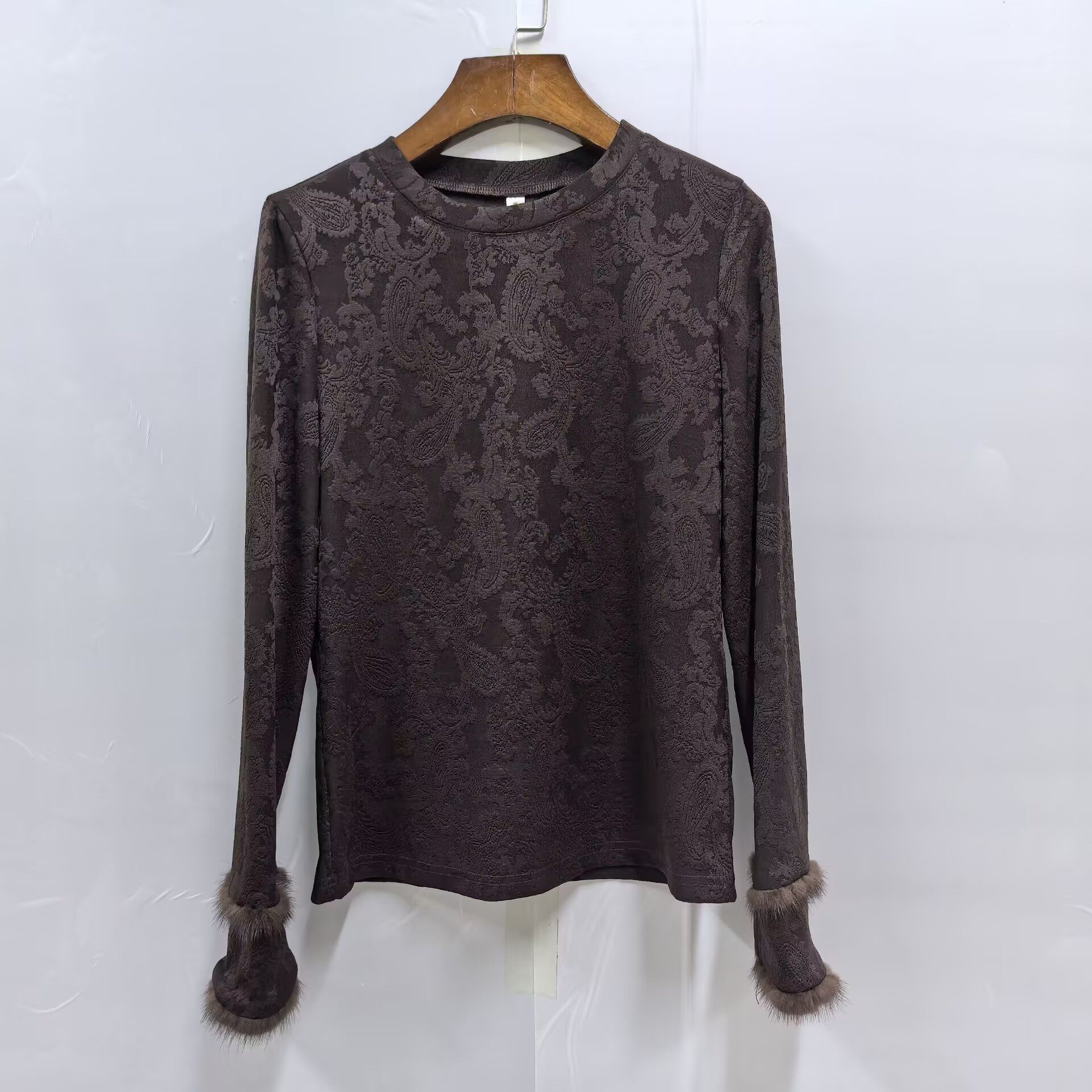 瑞26C010B春装20256女新款时尚韩系圆领提花毛毛拼接洋气针织小衫,女装/女士精品,T恤,淘宝优惠券,粉丝福利购,淘宝优惠卷