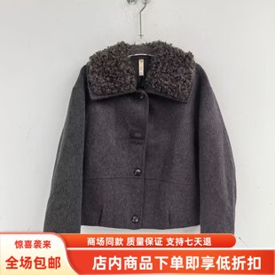 FQY87017冬装2026女款时尚羊羔毛大翻领双面羊毛大衣宽松短款外套