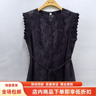 雅Y26B351夏装2026女新款时尚蕾丝刺绣无袖开衫系带收腰显瘦小衫