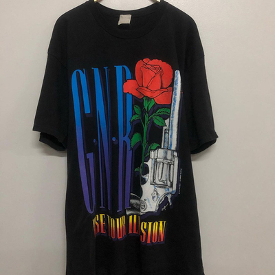Guns N' Roses枪炮与玫瑰枪花摇滚乐队美潮高街chic嘻哈短袖T恤男