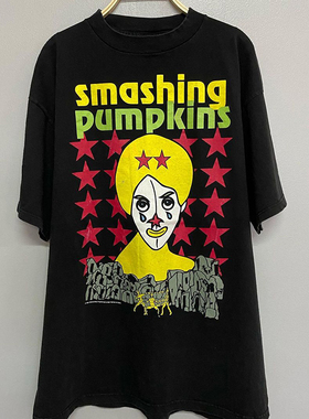 Smashing Pumpkins碎南瓜乐队Vintage摇滚复古嘻哈短袖男女T恤潮