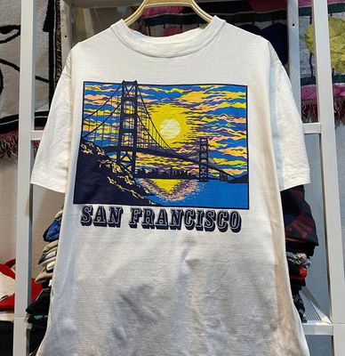 美式时尚vintage复古San Francisco旧金山插画男女宽松短袖T恤潮