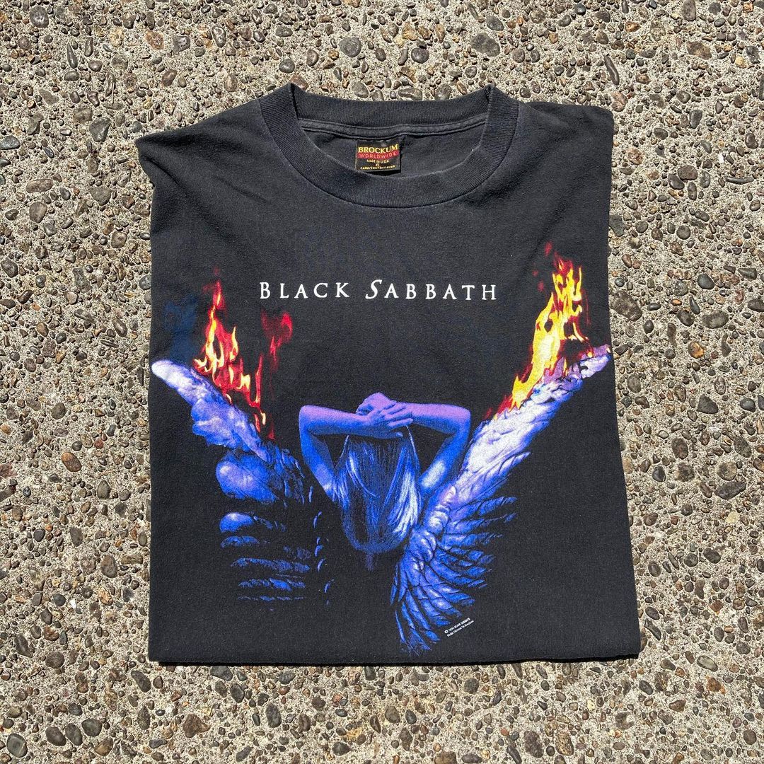 Black sabbath黑色安息日金属摇滚乐队潮流落肩短袖男女慵懒风T恤