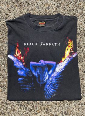 Black sabbath黑色安息日金属摇滚乐队潮流落肩短袖男女慵懒风T恤