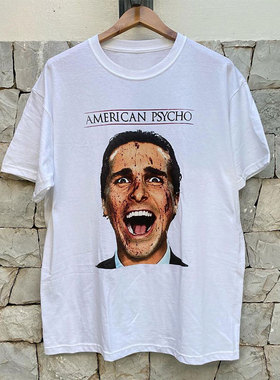克里斯蒂安American Psycho美国精神Bing人复古简约重磅棉短袖T恤