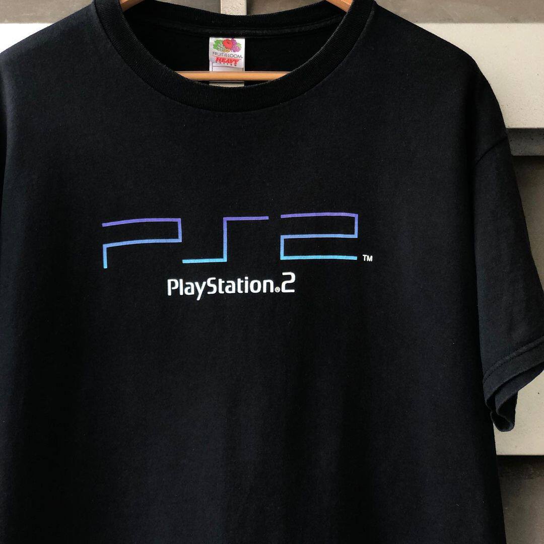 Playstation游戏机PS2周边艺术字母男女oldschool潮流落肩短袖T恤