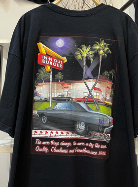 IN-N-OUT Burger日系插画ulzzang慵懒风短袖男女情侣款潮流Tee恤