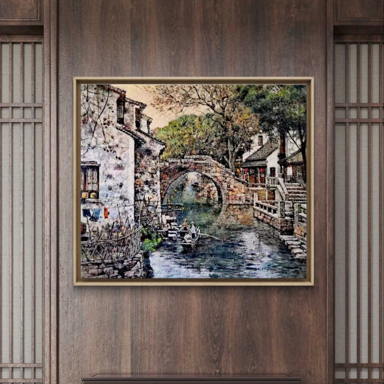 油画《江南水乡》120/140cm 新中式东方美学#古风古韵#艺术收藏
