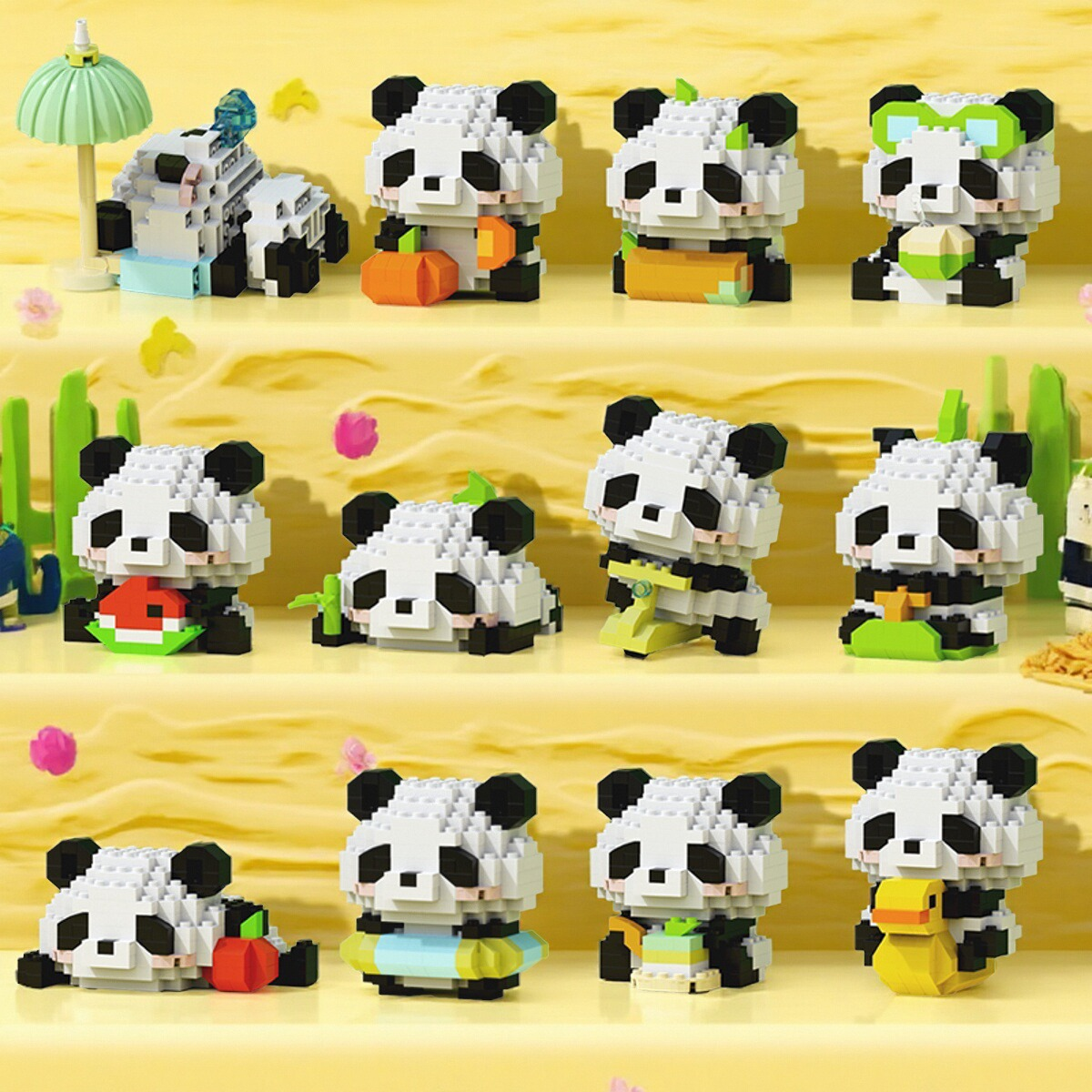 中国熊猫积木微小颗粒益智拼装儿童玩具女孩创意拼图6到12岁以上