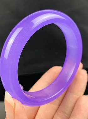 天然独龙玉真玉手镯翡翠色紫罗兰色帝王紫冰种石英岩玉石镯子礼物