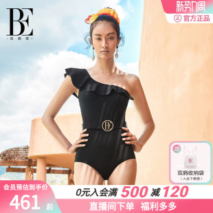BE范德安连体泳衣女士高级感斜肩绝美度假风游泳泡温泉