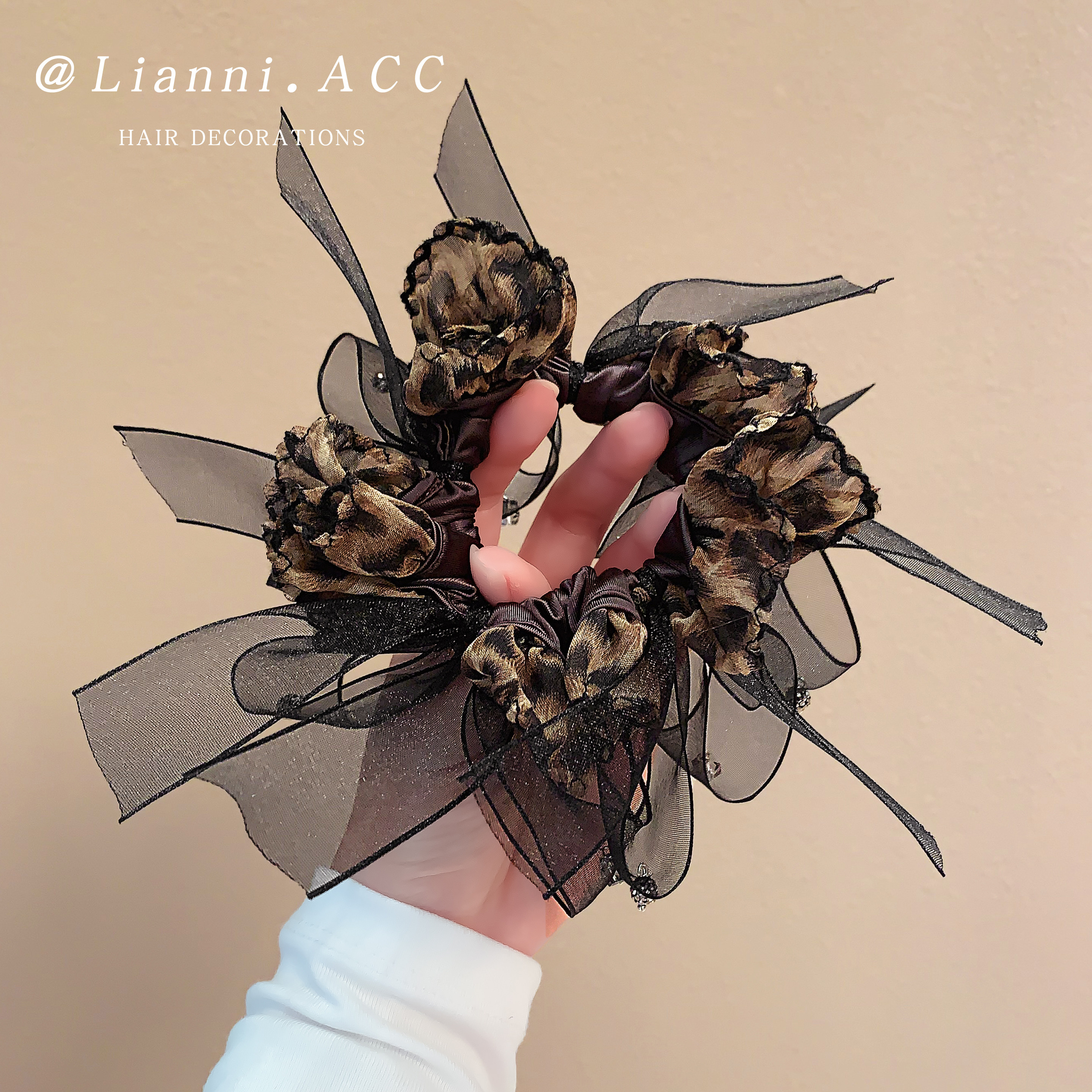 高级感网纱蝴蝶结撞色豹纹发圈女气质扎马尾头绳弹力皮筋洋气发绳,饰品/流行首饰/时尚饰品新,发饰,淘宝优惠券,粉丝福利购,淘宝优惠卷