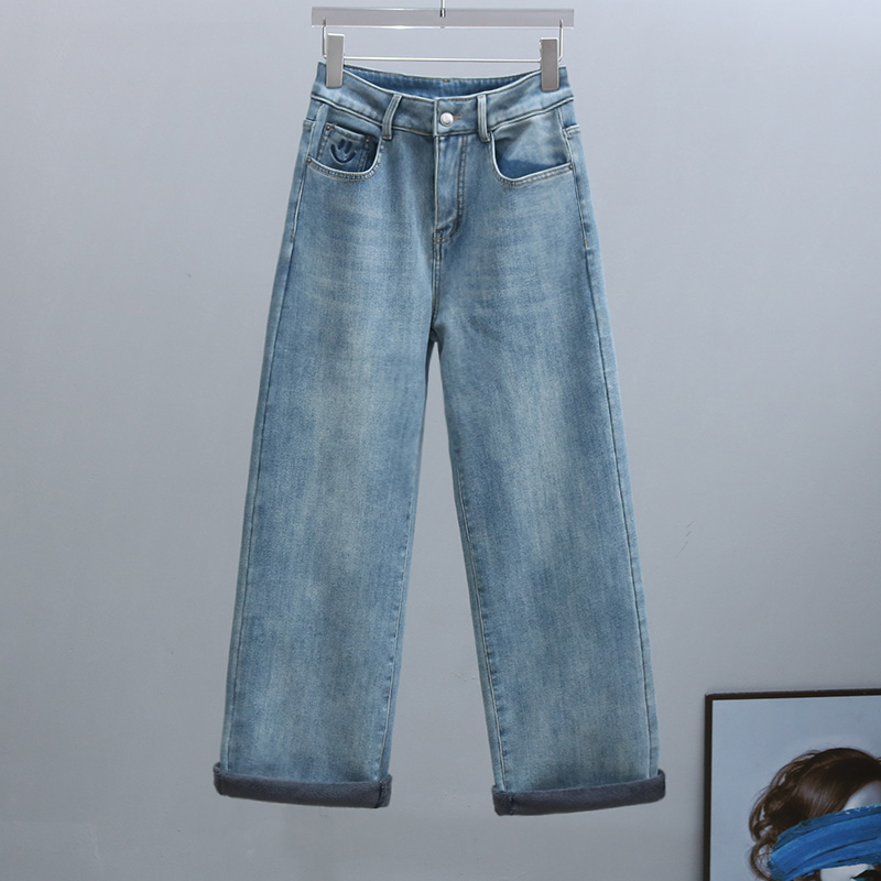 直筒裤长裤厚款柔软2023冬季新款