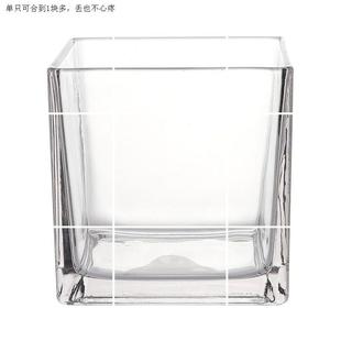 簡(jiǎn)約水培花盆正方形玻璃花瓶透明綠蘿水養(yǎng)植物器皿烏龜缸擺件插花