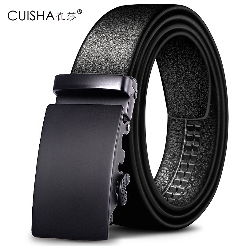 韩版潮中年青年纯黑商务男士皮带