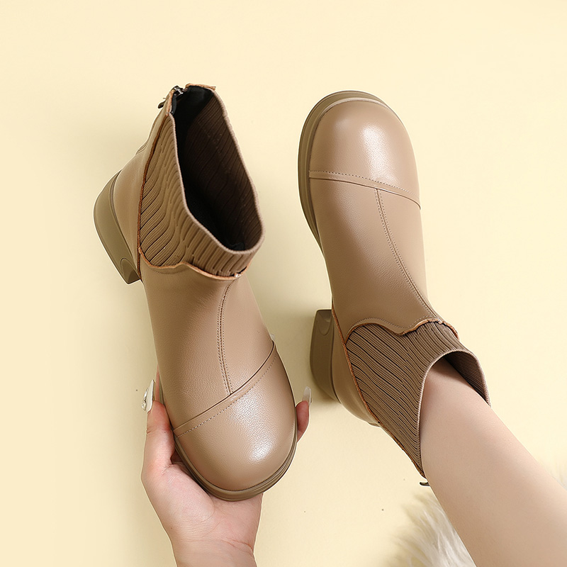 玲峰大码真皮女鞋柔软舒适保暖