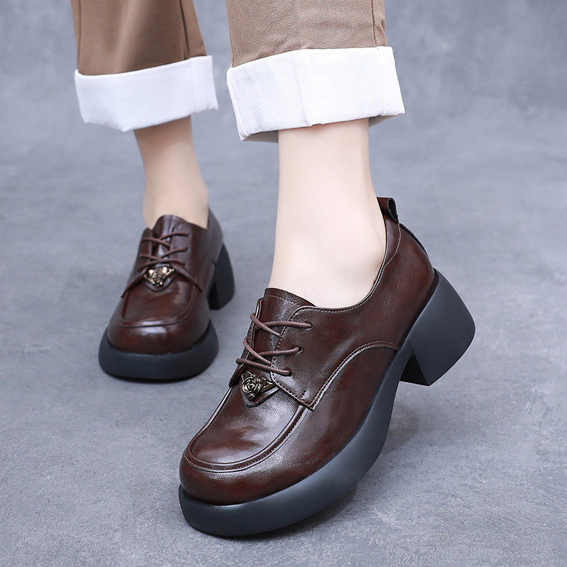 春秋大码41一43新款脚宽胖外穿肥爆超软特品牌软面羊皮高跟女单鞋,女鞋,深口单鞋,淘宝优惠券,粉丝福利购,淘宝优惠卷