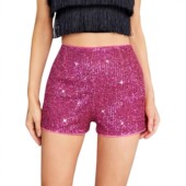 Solid waist color 纯色亮片性感短裤 sequined mid sexy shorts