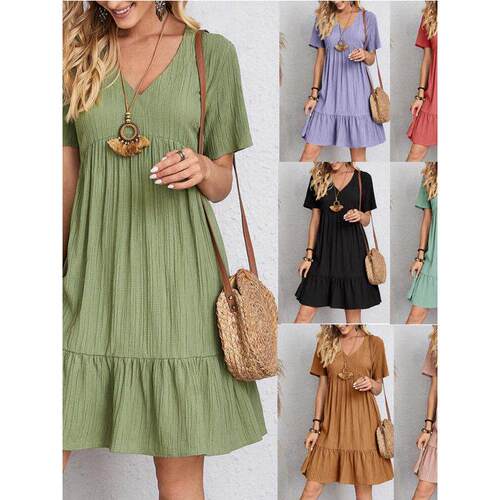 2022 Women's Summer Loose Casual Short Sleeve Tunic Dress